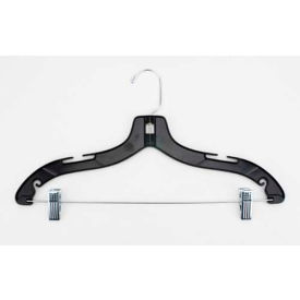 Suit Hanger-Heavy Weight with Metal Clips, 17"L, Plastic-BK, Package Quantity 100