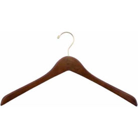 Jacket Hanger-Concave W/Gold Hardware, 19"L, Wood-Walnut, Pkg Qty 100