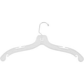 1505 Dress Hanger W/Chrome Hook-Medium Heavy Weight, 17"L, Plastic-WH, Pkg Qty 100