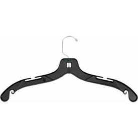 Dress Hanger with Chrome Hook, Medium Heavy Weight, 17"L, Plastic Material, Black Color, Package Quantity of 100