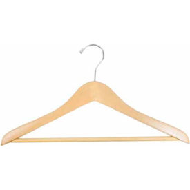 Suit Hanger with Pant Bar, 17"L x 1/2"W, Wood-Natural, Quantity 100