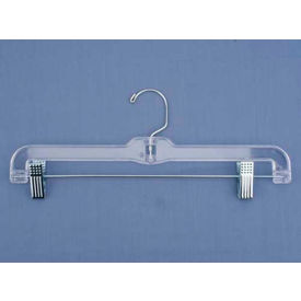 Skirt/Slack Hanger-Jumbo Weight W/Metal Clips, 14"L, Plastic-CL, Pkg Qty 100