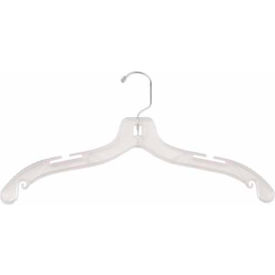 505R Dress Hanger-Middle Heavy Weight, 17"L, Plastic-CL, Pkg Qty 100
