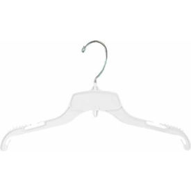 Top Hanger-Molded Non-Slip Shoulders, 15"L, Plastic-WH, Pkg Qty 100