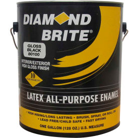 Latex Gloss Enamel Paint, Gloss Black Gallon Pail 1/Case