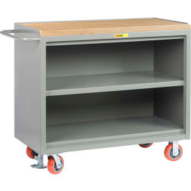 Mobile Service Bench w/ Maple Square Edge Top & 2 Shelves, 48"W x 24"D, Gray