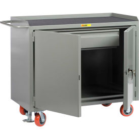 Mobile Service Bench w/ Steel Square Edge Top & 2 Doors, 48"W x 24"D, Gray