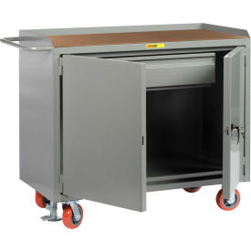 Mobile Service Bench w/ Hardboard Top & 2 Doors, 48"W x 24"D, Gray