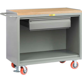 Mobile Service Bench w/ Maple Square Edge Top & 1 Drawer, 48"W x 24"D, Gray