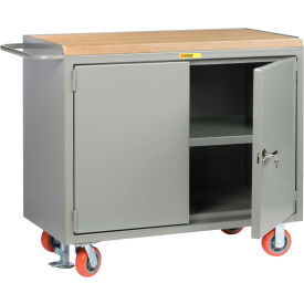 Mobile Service Bench w/ Steel Square Edge Top, 2 Doors & 2 Shelves, 48"W x 24"D, Gray