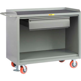 48"W x 24"D Mobile Service Bench with Non Slip Vinyl Top & Drawer, Gray