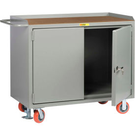 Mobile Service Bench w/ Shop Top Square Edge & 2 Doors, 48"W x 24"D, Gray