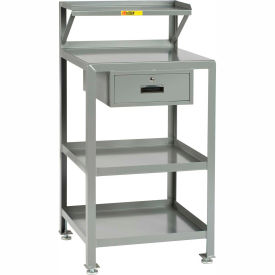 Flat Surfaced Shop Desk with 3 Shelves, 36"W x 24"D, Gray