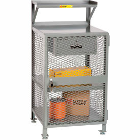 Enclosed Shop Desk with Locking Door and Drawers, 24"W x 22"D, Gray