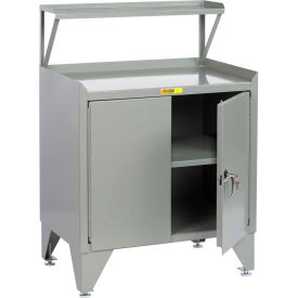 Shop Desk w/ Cabinet, Shelf & Riser, 36"W x 24"D, Gray