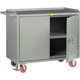 Mobile Service Workbench with Center Shelf, 48"W x 24"D, Gray