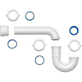 1-1/2" P-Trap with Threaded PVC Adapter, Reversible J-Bend, True Blue Washer