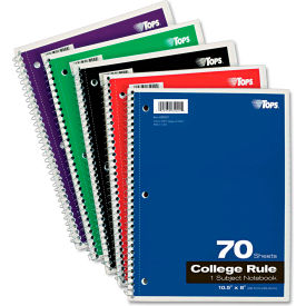 Wirebound 1-Subject Notebook, College Ruled, 8" x 10-1/2", 70 Sheets/Pad