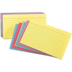 Rule Index Cards, 3" x 5", Assorted, 100/Pack