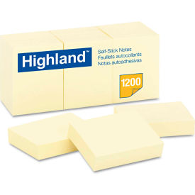 Self-Stick Pads 1-1/2" x 2", Yellow, 100 Sheets, 12/Pack