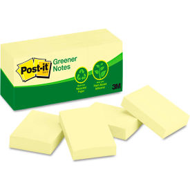 Recycled Notes 1-1/2" x 2", Canary Yellow, 100 Sheets, 12/Pack