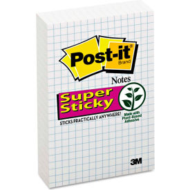 Super Sticky Grid Notes, 4" x 6", White, 50 Sheets, 6/Pack