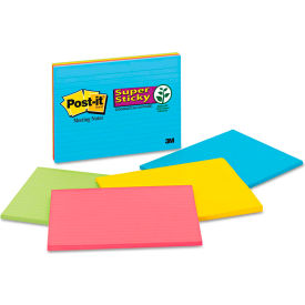 Super Sticky Large Format Notes, 8" x 6", Electric Glow, 45 Sheets, 4/Pack