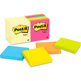 Post-it Notes Note Pad Assortment, 3" x 3", Assorted, 100 Sheets, 14/Pack