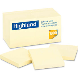 Self-Stick Notes, 3" x 3", Yellow, 100 Sheets, 18/Pack