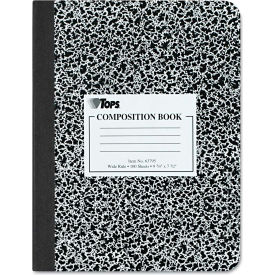 Composition Book with Black Hard Cover, 9-3/4" x 7-1/2", White, 100 Sheets/Pack
