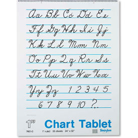 Chart Tablets w/Cursive Cover, 24" x 32", White, 25 Sheets/Pack