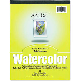 Artist Watercolor Paper Pad, 9" x 12", White, 12 Sheets/Pad