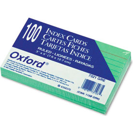 Rule Index Cards, 3" x 5", Green, 100/Pack