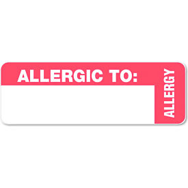 Medical Labels for Allergy Warnings, 1 x 3, White, 500/Roll