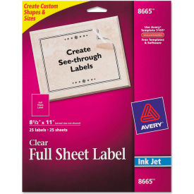 Full-Sheet Inkjet Labels, 8-1/2 x 11, Clear, 25/Pack
