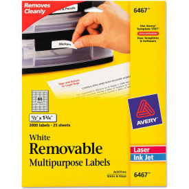 Removable Inkjet/Laser ID Labels, 1/2 x 1-3/4, White, 2000/Pack