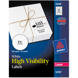 High-Visibility Round Laser Labels, 2-1/2" Dia, White, 300/Pack