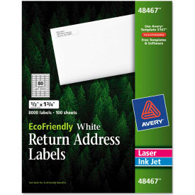 EcoFriendly Labels, 1/2 x 1-3/4, White, 8000/Pack