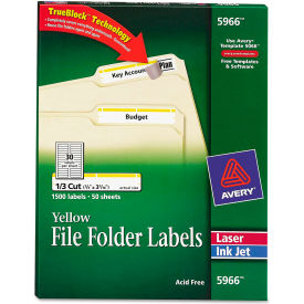 Self-Adhesive Laser/Inkjet File Folder Labels, Yellow Border, 1500/Box