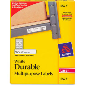 Permanent Durable ID Laser Labels, 5/8 x 3, White, 1600/Pack