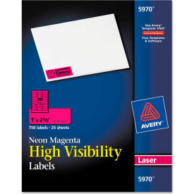 High-Visibility Laser Labels, 1 x 2-5/8, Neon Magenta, 750/Pack