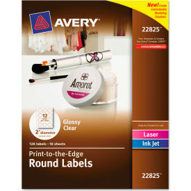 Round Easy Peel Labels, 2" Diameter, Glossy, Clear, 120 Labels/Pack