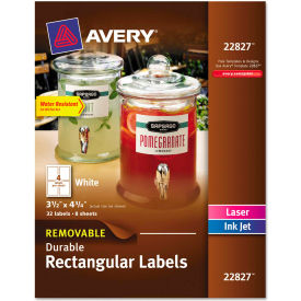 Removable Durable Labels, TrueBlock Technology, 4-3/4 x 3-1/2, White, 32/Pack