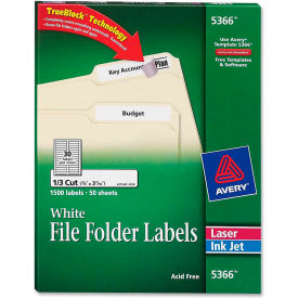Permanent Self-Adhesive File Folder Labels, White, 1500/Box