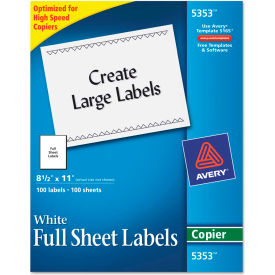 Self-Adhesive Full-Sheet Shipping Labels, 8-1/2 x 11, White, 100/Box