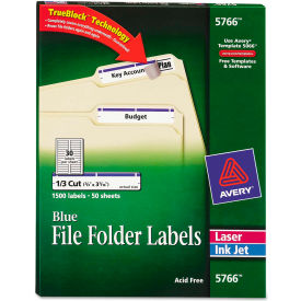 Self-Adhesive Laser/Inkjet File Folder Labels, Blue Border, 1500/Box