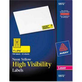 High-Visibility Laser Labels, 1 x 2-5/8, Neon Yellow, 750/Pack