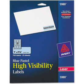 High-Visibility Laser Labels, 1 x 2-5/8, Pastel Blue, 750/Pack