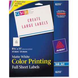 Inkjet Labels for Color Printing, 8-1/2 x 11, Matte White, 20/Pack