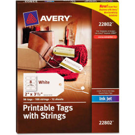Blank Printer-Compatible Tags With Strings, 2 x 3 1/2, White, 96/Pack